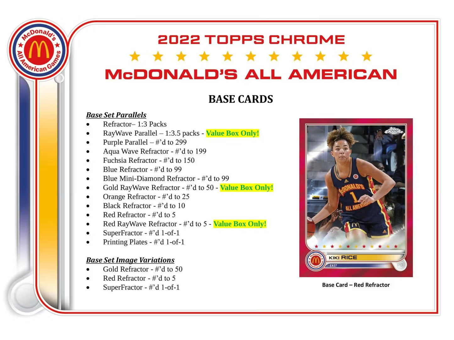 2022 Topps McDonald's All American Chrome Basketball - Blaster Box