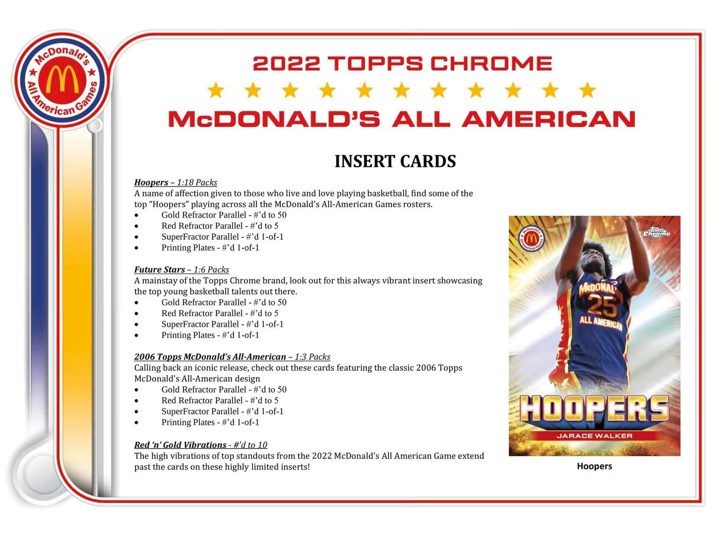 2022 Topps McDonald's All American Chrome Basketball - Blaster Box