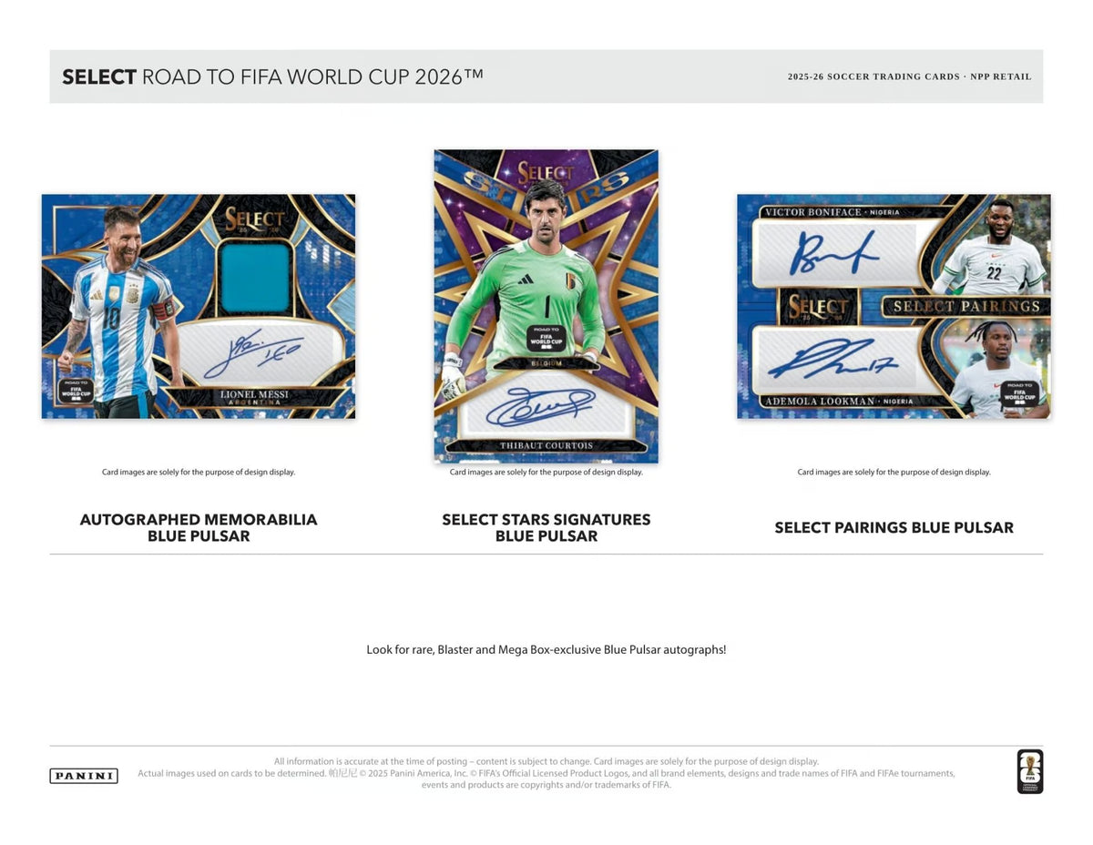 2025/26 Panini Select Road To FIFA World Cup 2026 Soccer Hobby Mega Box